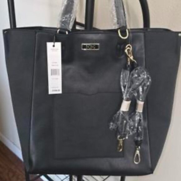 NEW WITH TAGS! Women's Black BCBG Vegan Leather Carla Tote Shoulder Or Hand Bag - Picture 1 of 4